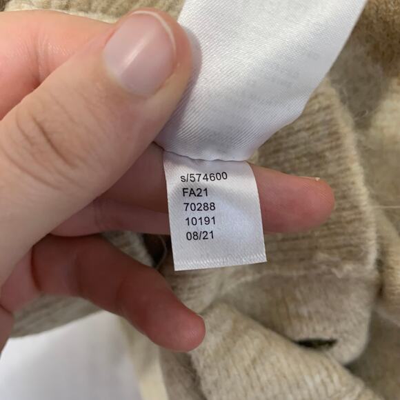 Ann Taylor Factory Argyle Plaid Button Front Cropped Sweater Women's Sz S Beige - Picture 6 of 6